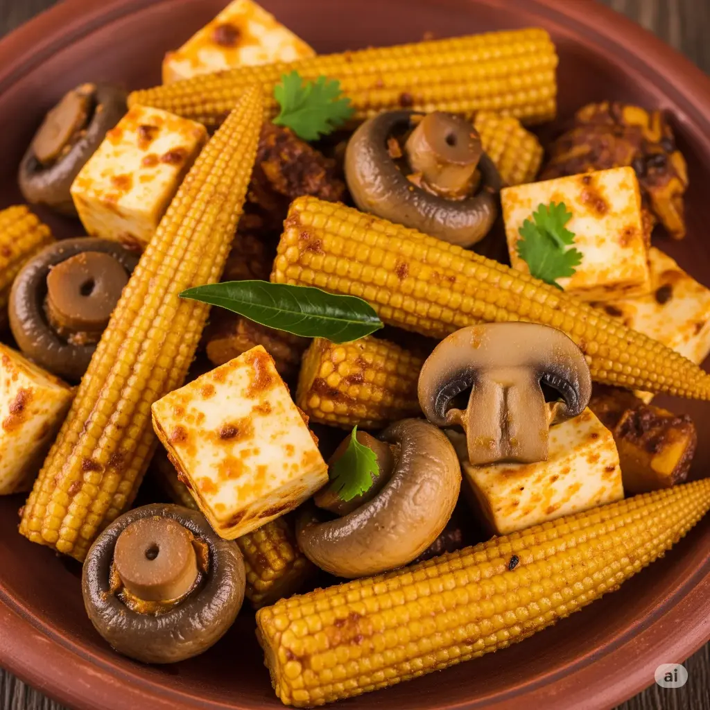 Baby Corn , Mushroom, Paneer Dry